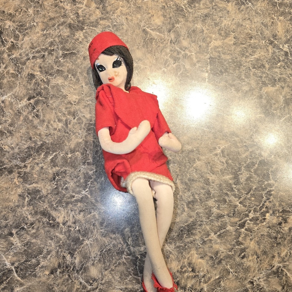 Vintage 1960s Japanese Fashion Posable Doll Kawaii Cloth Doll
